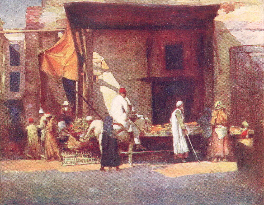 EGYPT. Fruit Stall, Egypt 1920 old antique vintage print picture